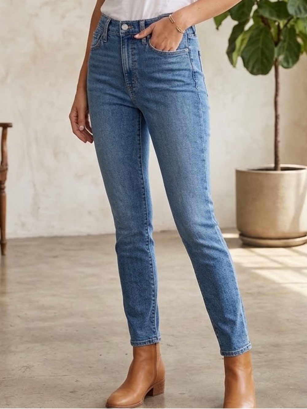 Joe's Jeans High-Rise Skinny Ankle Jeans in Medium Blue Wash